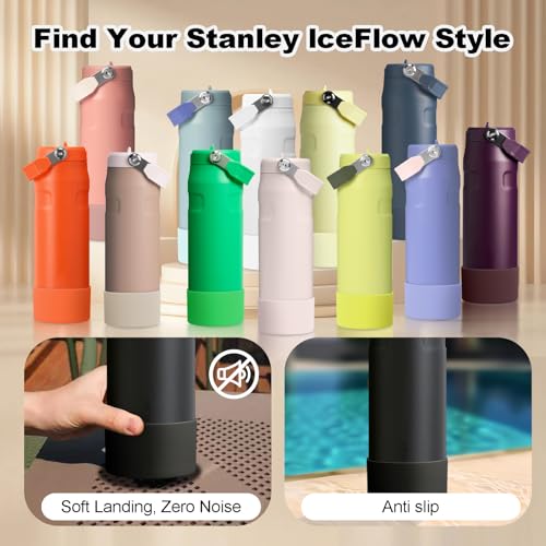 Black Silicone Boot for Stanley IceFlow 24 oz Water Bottle - Anti-Slip Protector