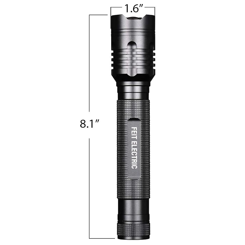 Feit Electric 1000 Lumen LED Tactical Flashlight - Aluminum, Zoomable, 8.1in, 3-C Batteries Included