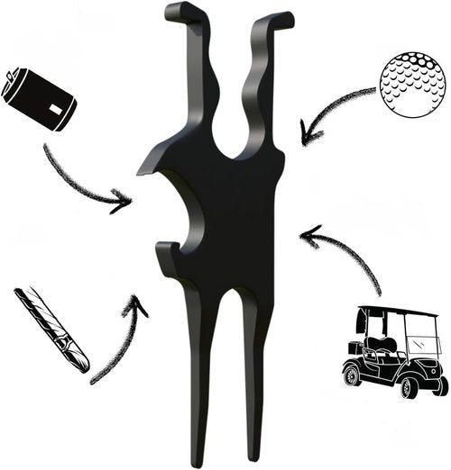 NEW3 in 1 Golf Multi-Tool – Portable Magnetic Holder for Golf Cart – Fits 25 to 40 Ring Gauge, Metal Magnetic Golf Cart Holder with Clamp, Can Opener,Metal Divot Repair Tool and Ball Marker