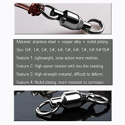 Fishing Swivels Saltwater Stainless Steel Ball Bearing Connector 25 pcs Size 2+2