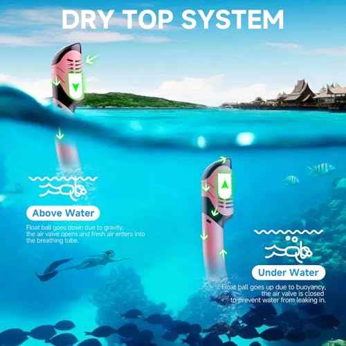 Snorkeling Gear for Adults, Dry-Top Snorkel Set Scuba Diving mask, 180¡ÆPanoramic Wide View Professional Snorkeling Gear Breathing Freely Snorkel Mask