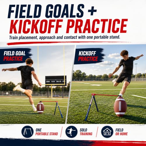 Trailblaze Football Kicking Stand with Flag - Blue & Red US Flag Variation
