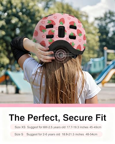 Toddler Bike Helmet Adjustable Dial Fit for Ages 2-6, Strawberry, Small