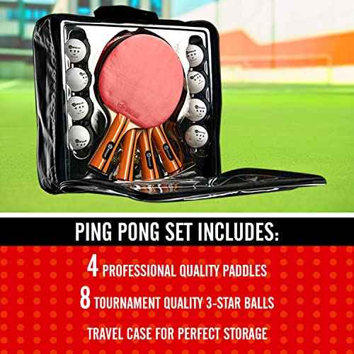 JP WinLook Ping Pong Paddles Sets - Portable Table Tennis Paddle Set with Ping Pong Paddles Professional Case & Ping Pong Balls - Premium Table Tennis Racket Player Set for Indoor & Outdoor Games