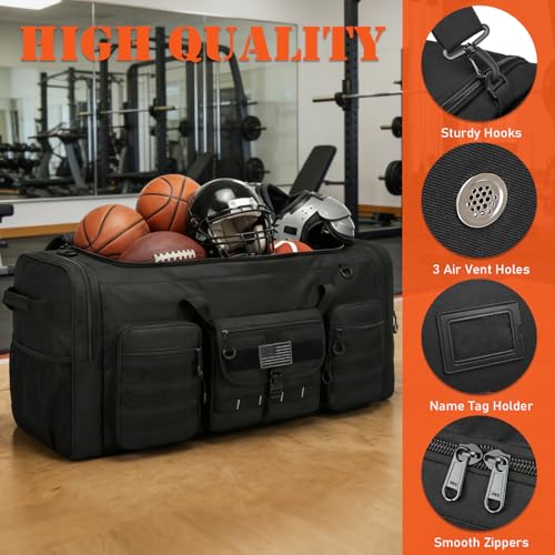 Extra Large Black Duffle Bag 132L Heavy Duty Sports Equipment Travel Bag