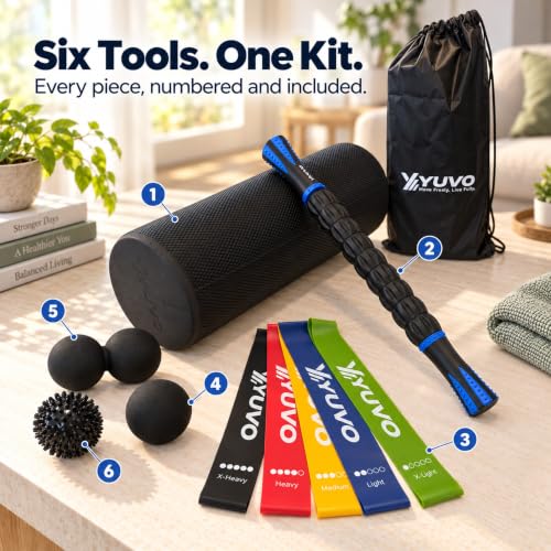 6-in-1 Foam Roller Set - 18 Inch High Density Trigger Point Back Massage