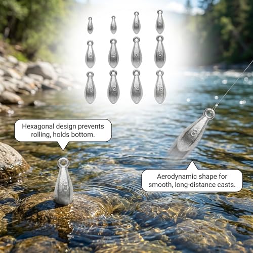 1 Ounce Hexagonal Fishing Sinkers No-Roll Saltwater & Catfish Weights - 10pcs