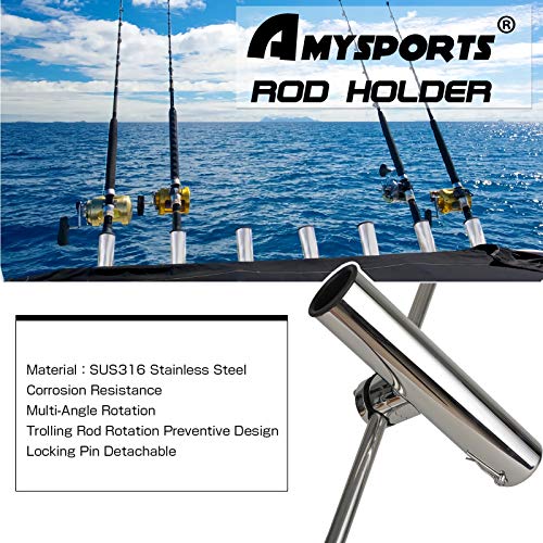 Stainless Steel Trolling Rod Holder Clamp Side Mount Fishing Pole Support 2PCS - Kayak Boat Sailboat