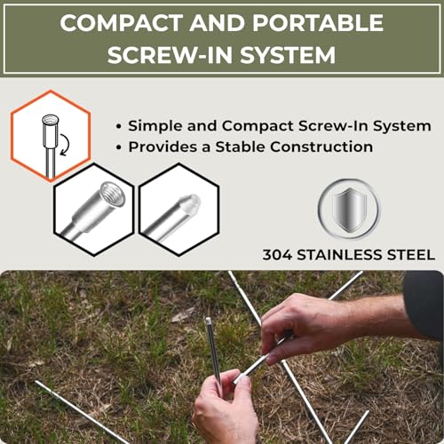 33-Inch Stainless Steel Camping Tripod for Cooking, Adjustable & Lightweight
