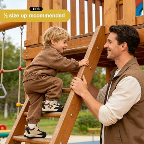 Toddler Outdoor Hiking Shoes 8.5 Black Apricot Toe Protection Arch Support Wide Toe Box