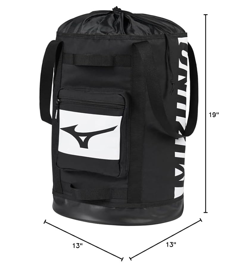 Mizuno Baseball Tote Bag Holds 8 Dozen Baseballs & 4 Dozen Softballs - Black