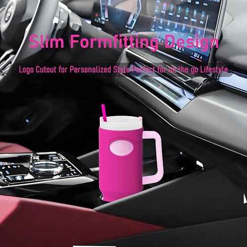 Silicone Boot for Stanley Cup 40 oz Accessories Sleeve Boots Bottom Protector & Replacement 12¡± Straw Set Compatible for Stanley Tumbler Quencher with Handle Full Body Case Anti-Slip