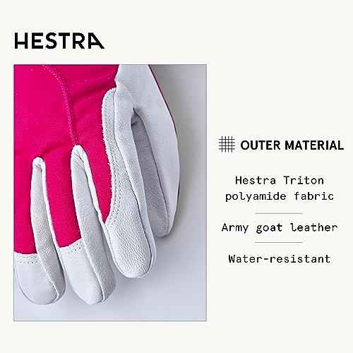 Hestra Women's Heli Ski Female Glove, 5-Finger Leather Snow Glove for Skiing, Snowboarding and Mountaineering