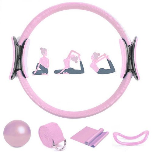 Lapuhsx Pilates Ring Fitness Sets for Women Pilates at Home Equipment Pilates Magic Ring Booty Bands for Working Out Glutes Yoga Ball 25cm Figure 8 Resistance Band Yoga Bands for Stretching