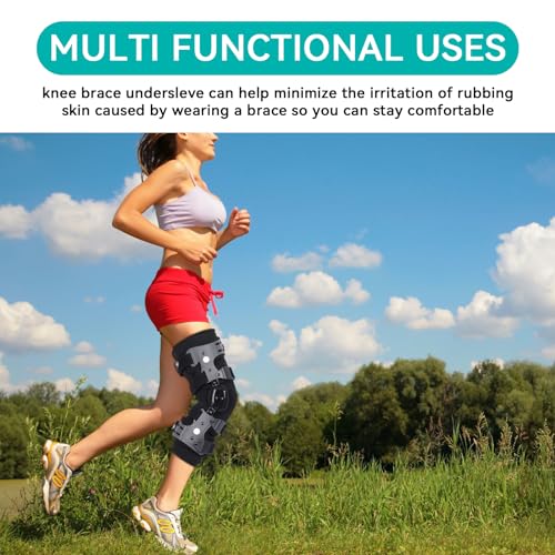 Medium Knee Brace Undersleeve for Sensitive Skin - Black, Compression Sleeve for Post-Surgery