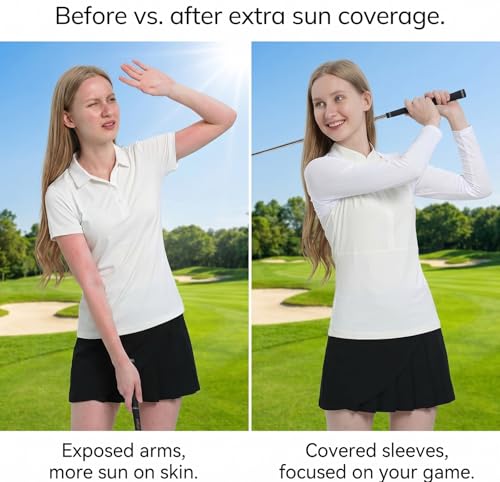 Women's Golf Sleeves Cooling Shawl for Riding Golfing Driving - Small-Medium White