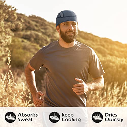 MELASA Breathable Mesh Skull Cap for Men - Cooling Helmet Liner, One Size, Black & Army Green