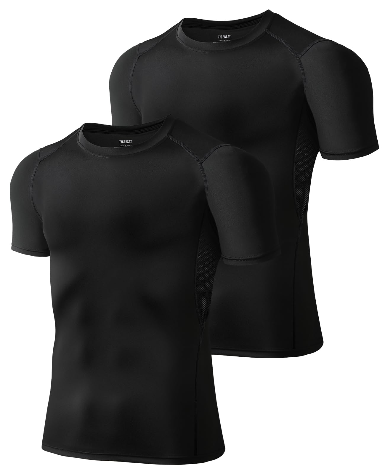 Tigersay Men's Compression Shirts, Short Sleeve T-Shirt Athletic Compression Tops Workout Sports Base Layer Undershirt
