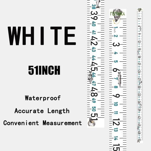 51 Inch Fish Measuring Tape Sticker for Boat 3Pcs Waterproof Self Adhesive Fishing Ruler for Boat Fishing Rod Kayak Accessories Cooler Workbench (White Ruler)
