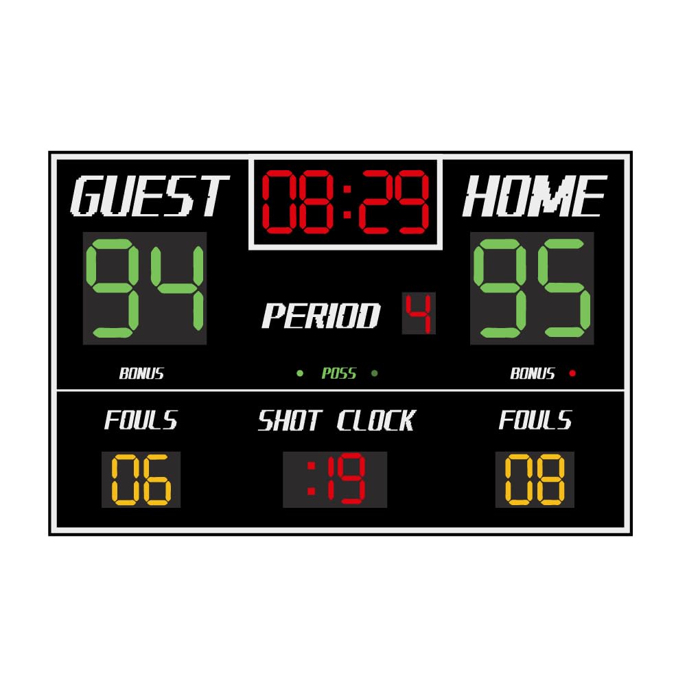 SUPERDANT Basketball Scoreboard Wall Stickers Self Adhesive Decals Basketball Scoreboard Wall Decor Vinyl Art Mural Decals Waterproof Decoration for Kids Room Home Living Room Bedroom 34.1x22.5in