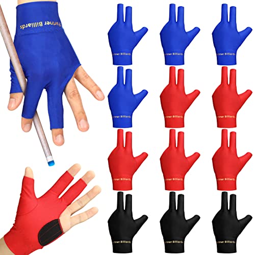 15 Pcs Pool Gloves for Billiards Snooker Cue Sport - One Size