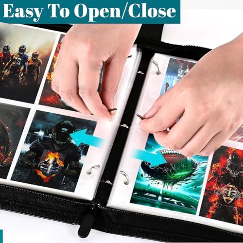 Baseball Card Binder, Los Angeles Trading Card Holder Protectors, 4 Pocket Fits 400 Cards with 50 Removable Sleevesves Card Storage Album Folder Case Collector