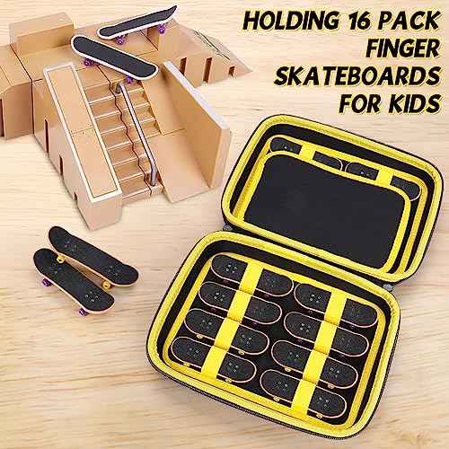 MGZNMTY Portable Storage Case for Teck Deck Ultra DLX Finger Skateboards, Fingerboard Carrying Case Compatible with 16 PCS Tech Deck Fingerboard (Large, Black)