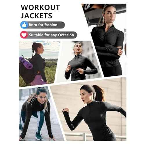 Dalavch 3 Pack Womens Cropped Full Zip up Workout Jacket Slim Fit Running Athletic Gym Yoga Sports Jacket with Thumb Holes