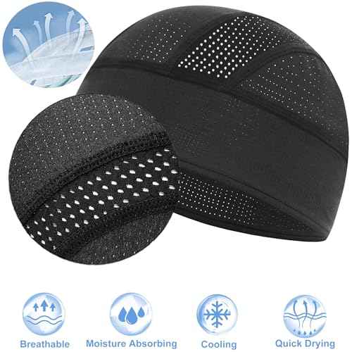 vidsel Skull Cap Cooling Helmet Liner Beanie Breathable Mesh Sweat Wicking Cycling Running Hat for Men Women