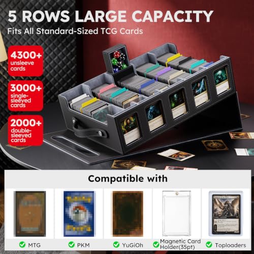 Trading Card Storage Box 4300+ Capacity with Magnetic Lid - Black/Grey