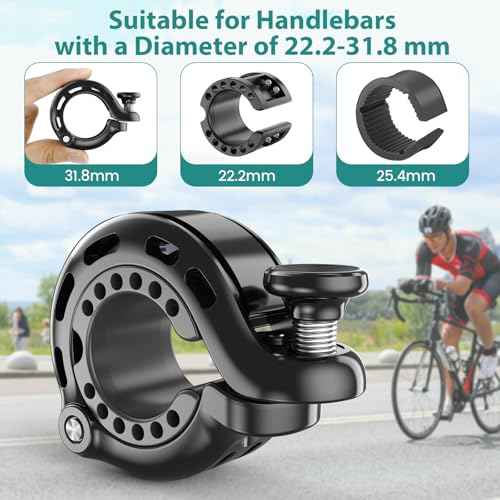 Bike Bell, Aluminum Alloy Bicycle Bells for Adults Kids Max 110 dB, Bike Horn Fit 22.2-31.8 mm Handlebar for Mountain Road Bike Scooter Ebike