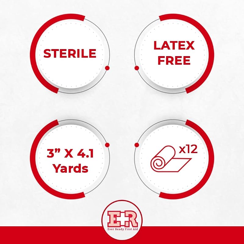 Sterile Conforming Gauze Roll Bandage 3 in x 4.1 yd - Box of 12 (Pack of 3) Ever Ready First Aid
