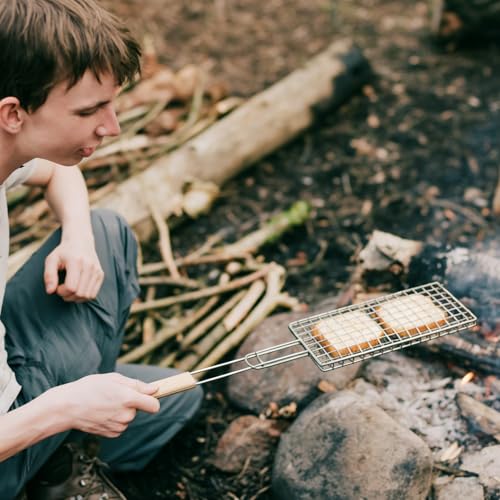 Long Wooden Handle Campfire Sandwich Maker 33-Inch S'mores Grill 2 Pack