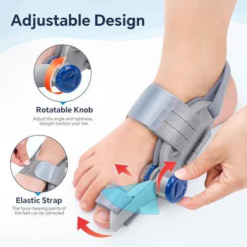 Bunion Corrector for Women & Men ? Single Toe Straightener with Adjustable Alignment Knob & Silicone Pad, Day & Night Use, Fits Left or Right Foot
