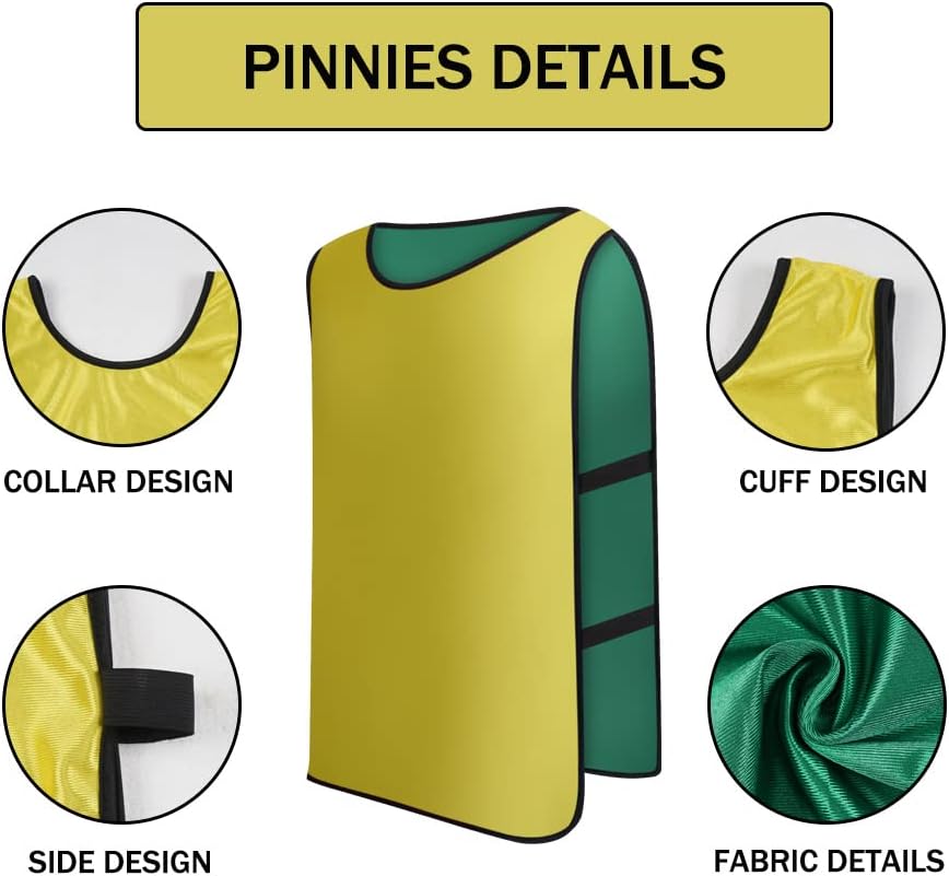 12 Pack Reversible Numbered Pinnies, Double Sided Scrimmage Vest,Team Practice Jerseys for Kids and Adult