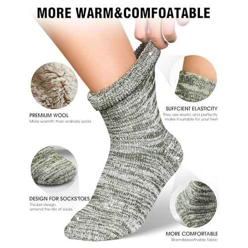 Yeblues 5 Pairs Thick Wool Socks Mens, Warm Winter Fuzzy Socks,Soft Hiking Socks Men Moisture Wicking Boot