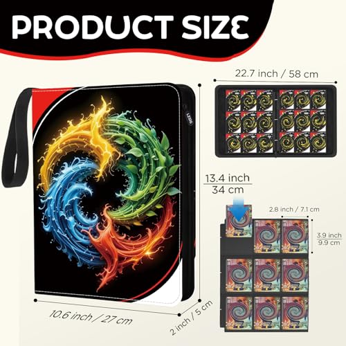 4 Elements Black 9-Pocket Card Binder for Trading Cards - Holds 900 Cards