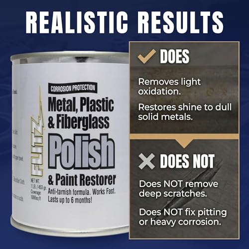 Flitz Metal Polish Paste 1lb for Chrome, Stainless Steel & Aluminum - Solid Metal Cleaner