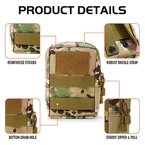 Combo Tactical Molle Pouch Set with Water Bottle Holder - Black+Pink