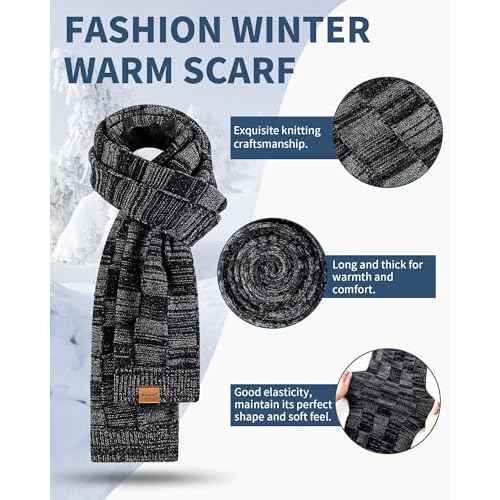 Mens Hat Gloves Scarf Set Winter, Slouchy Beanie 3 in 1 Warm Set, for Men, Mens Stocking Stuffers