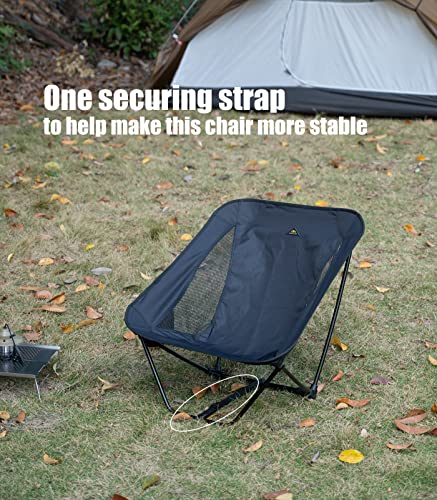 iClimb Ultralight Low Folding Chair Black - Compact Travel Seat