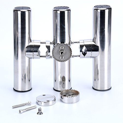 Marine Grade Stainless Steel Clamp-On Fishing Rod Holder for Rails 1"-1-1/4"