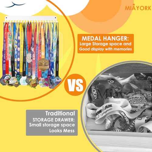 Medal Holder Display Hanger Trophy Shelf - Sturdy Wall Mount Medals Trophys Easy to Install-Race Sports Medal Holder Display Hanger for Gymnastic,Soccer,Runner,Wrest,Football,Basketball