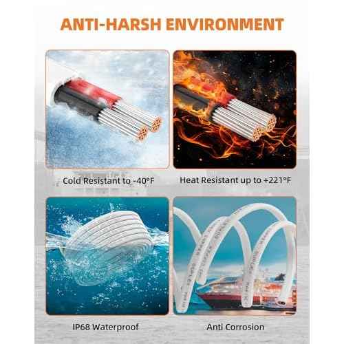 10 Gauge Marine Wire, 10/2 Duplex Marine Grade Cable, IP68 Waterproof/Oxygen-Free Tinned Copper Stranded PVC 10 AWG Wire for Boat, Automotive, RV, Solar, LED Strips (30FT)