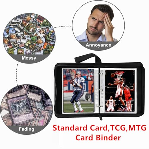 Mini Card Binder Blue - Holds 80+ Trading Cards, Zipper Closure, Portable