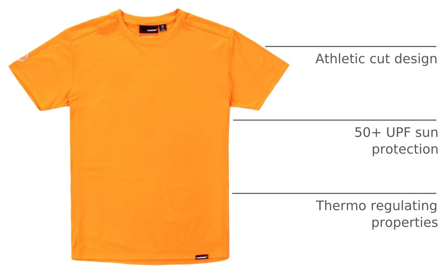 TRUEWERK Men's B1 Sun Short Sleeve Tee - UPF 50+ Sun Protection Work Shirt, 100% Poly Interlock Knit, Moisture-Wicking, Temperature Regulating, 120gsm, Viz Orange, XL
