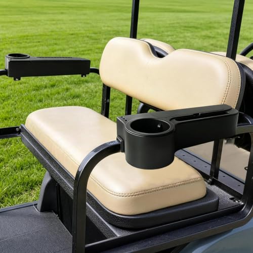5-in-1 Golf Cart Rear Seat Armrest with Cup Holders & Storage - Black