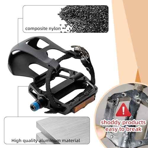 1 Pair Bike Pedals with Toe Cages for Peloton, Spin, & Outdoor Bikes - Aluminum 9/16" Replacement Parts