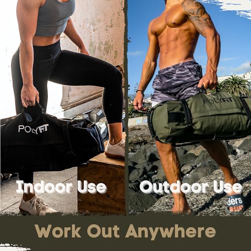 Polyfit Workout Sandbag with 8 Handles - Black, Small 10-50lbs