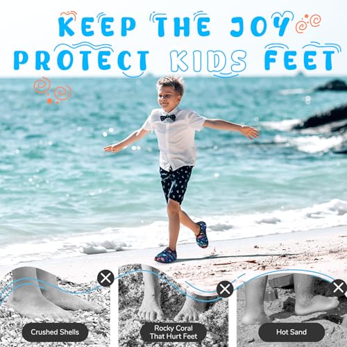 Kids Water Shoes - Toddler Boys Girls Nonslip Quick Dry Beach Shoes 12-12.5 Ocean-Black